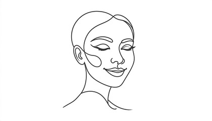 Elegant woman's face line art