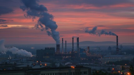 Industrial Pollution & Environmental Impact: Smokestacks, Smog, and Global Warming in City Skies