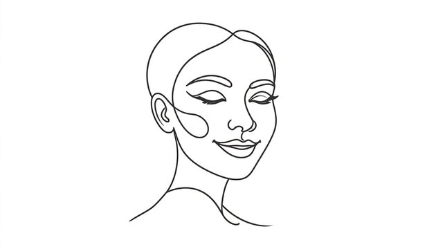 Elegant woman's face line art