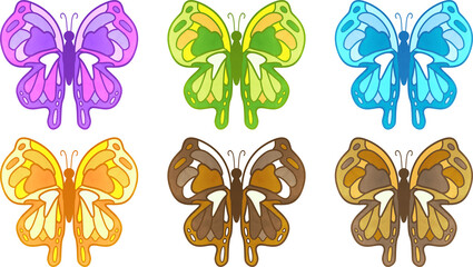 Obraz premium Magical vivid colourful PNG butterfly series. Interior decoration, scrap book, graphic material