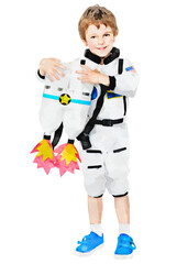 Little astronaut png boy clipart, dream job, watercolor illustration