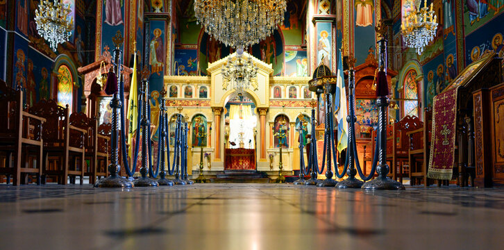 Innenansicht der St. Barbara Kirche in Kampos-Messenien (Kardamyli), Peleppones- Griechenland