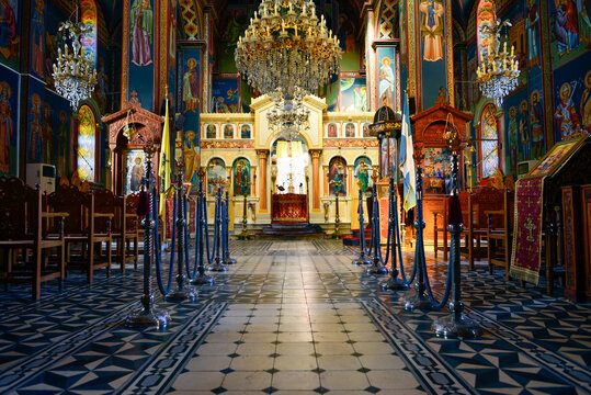 Innenansicht der St. Barbara Kirche in Kampos-Messenien (Kardamyli), Peleppones- Griechenland