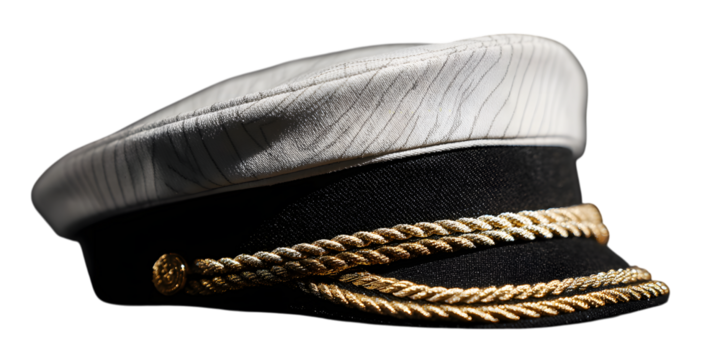 Captain's Hat with Striped Fabric and Gold Trim uniform