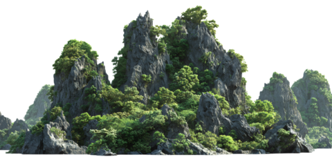 Dense Greenery on Dramatic Karst Mountain Range mountains