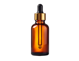 Amber glass essential oil bottle PNG with dropper, clean label space