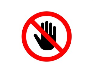 Red circle with hand and slash
