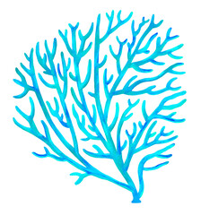Blue coral png sticker, nature illustration, transparent background