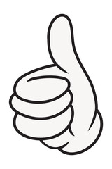 Cartoon thumbs up hand png, gesture line art illustration, transparent background