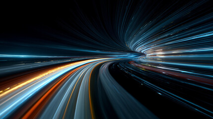 Light speed abstract tunnel background, Digital future of motion, flow, and energy in technology