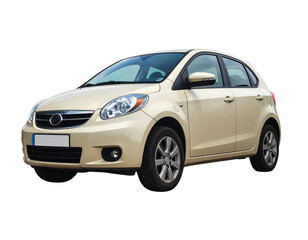 Obraz premium Compact Hatchback Car Side Profile, Realistic PNG Isolated