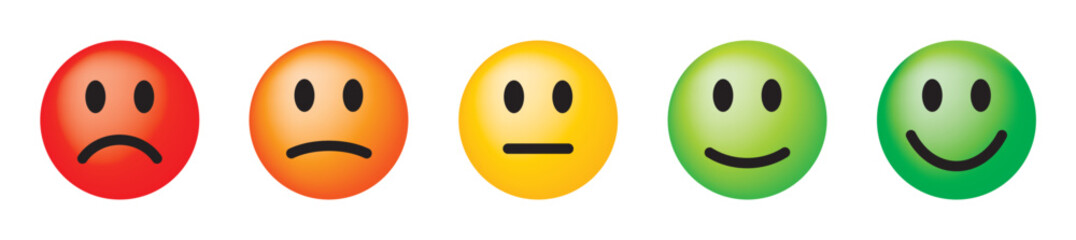 Set of different emotion emojis - raised emoticons - x5