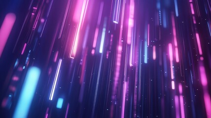 Abstract neon light trails moving through digital space.