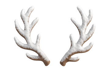 Naklejka premium Reindeer antlers covered in snow, winter forest concept