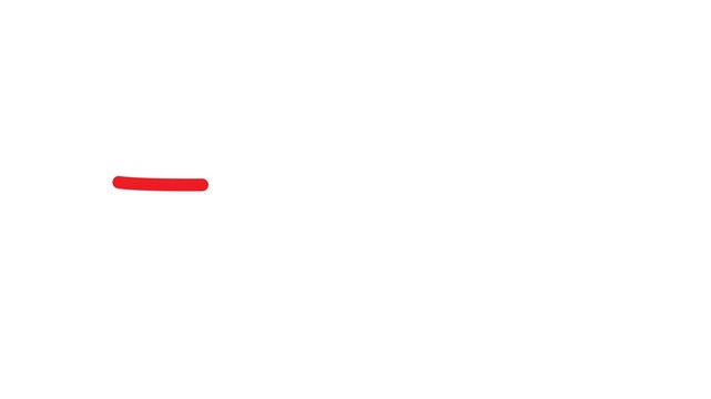 Hand drawn red line marker stroke animation on white background. 4K video loop.