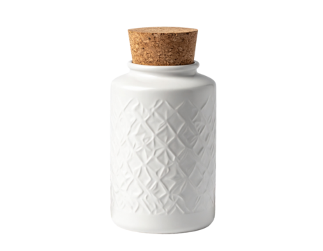 Matte ceramic body lotion bottle with engraved texture pattern, cork stopper cap