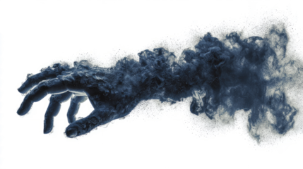 Dark smoke forming clawed hand in fog