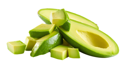 Fresh avocado half with diced cubes