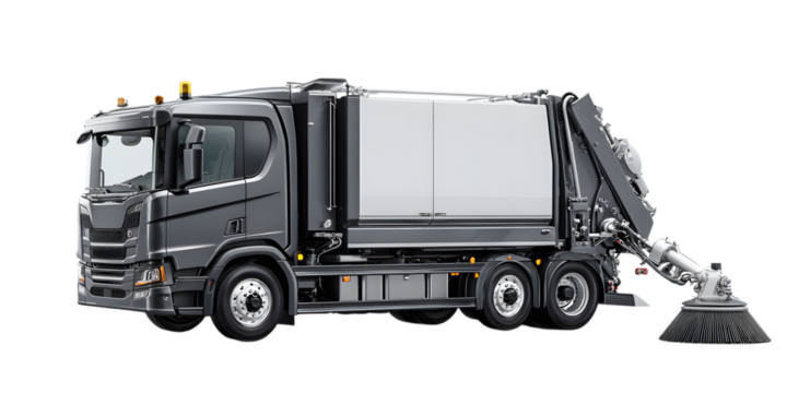Street Sweeper Truck with Extended Brush Arm vehicle