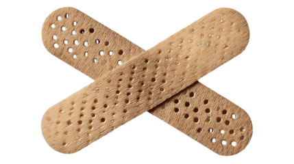 Two adhesive bandages crossed in an X shape band-aid