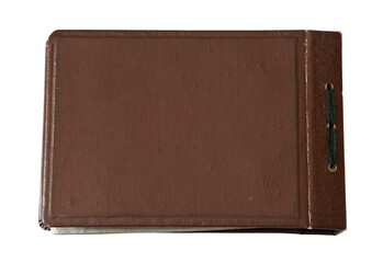 Vintage Brown Leather Notebook on White Background