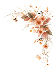 Watercolor Floral Corner Arrangement in Peach and Tan Hues