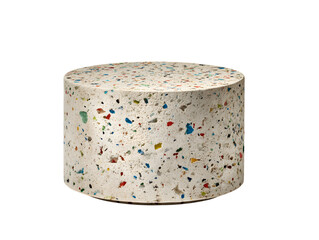 White Terrazzo Cylinder with Colorful Inclusions table