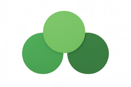 Green circles overlapping creating a venn diagram infographic template on transparent background