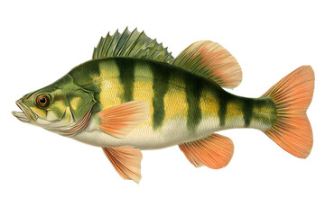 Yellow Perch Fish Illustration Side View aquatic freshwater