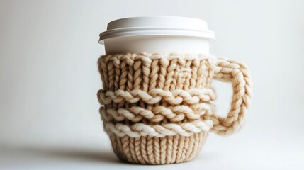 Obraz premium Knitted Coffee Cup Cozy