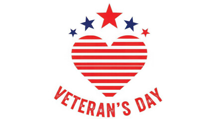 Patriotic heart design honoring veterans day celebration and military service isolated on transparent background