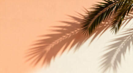 palm tree shadows on pastel orange background wall mockup
