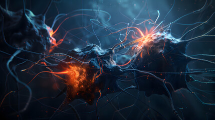 Fototapeta premium A dark 3D illustration of cancer cell division