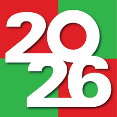 Happy new year 2026. Creative trendy design with paper alphabets cut out. New years greeting card vector.