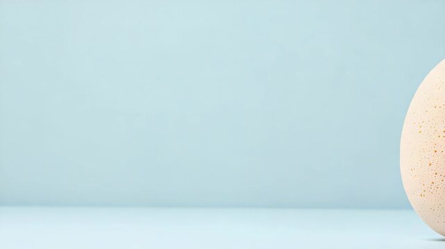 Elegant simplicity of smooth egg resting soft blue background, highlighting unique speckled texture