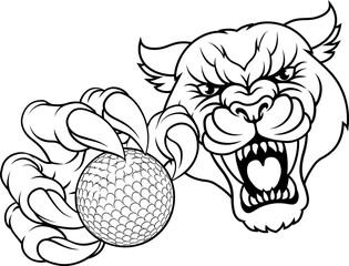 Panther Leopard Cougar Wildcat Golf Ball Mascot