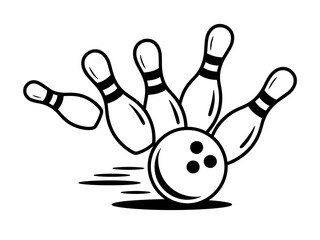 Fototapeta premium Bowling Strike Dynamic Illustration of Pins and Ball in Motion