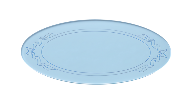 Pastel blue oval acrylic ribbon border feminine chic nameplate, blank isolated transparent - Powered by Adobe