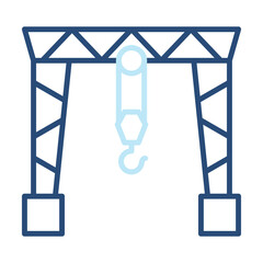Gantry Crane Icon Color Outline Style. Vector Illustration Design
