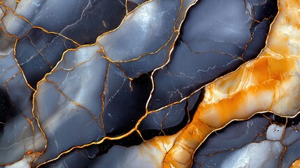 Colorful Abstract Marble Texture with Golden Veins and Dark Hues
