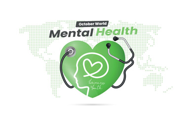 World Mental Health Day is celebrated with a green ribbon, an international symbol of raising awareness of mental health and self-care.