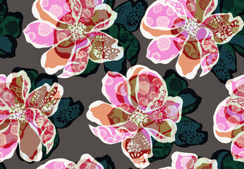 flower texture pattern mix leaves