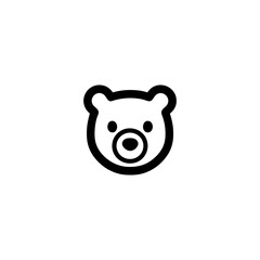 A minimalist illustration of a bear's head in bold black lines on a white background