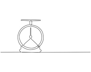 Continuous one line drawing of calssic kitchen scale. One line drawing illustration of kitchen measurement. Old kitchen appliance concept single line. Editable outline