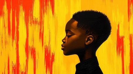Profile of a thoughtful child against a vibrant painted background