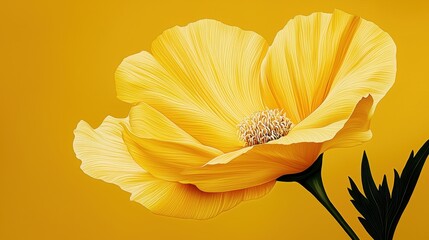Vibrant Yellow Flower with Delicate Petals Against Bright Background