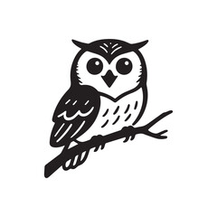 Elegant Black and White Owl Logo Symbolizing Wisdom, Happiness, Depth, and Inspiration.