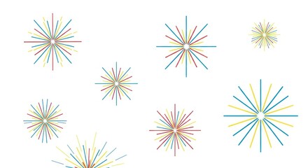 Abstract starburst pattern with vibrant colors on a clean white backdrop creating a festive feel