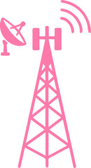 Telecommunication Tower Icons with Signal Waves