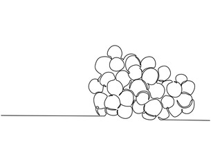 Continuous one line drawing of grapes fruit. One line drawing illustration of bunch of grapes. Healty fruit concept single line. Editable outline